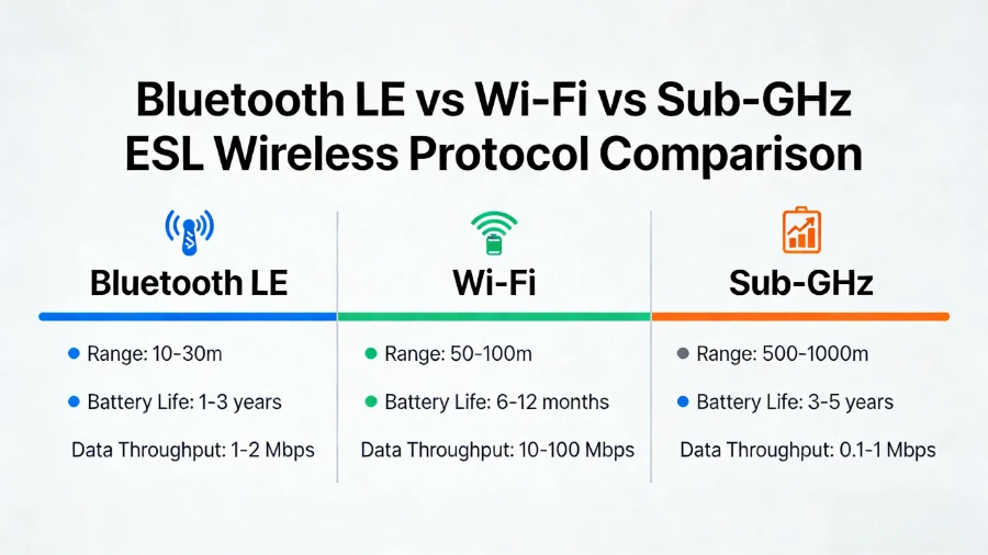 Bluetooth проти Wi-Fi проти Sub-GHz Електронна етикетка на полиці